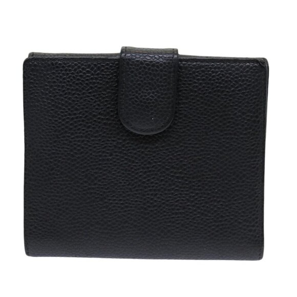 CHANEL COCO Mark Wallet Caviar Skin Black Gold CC Auth - Picture 10 of 16